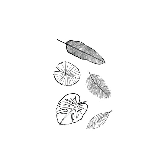 Feathers and leaves temporary tattoo