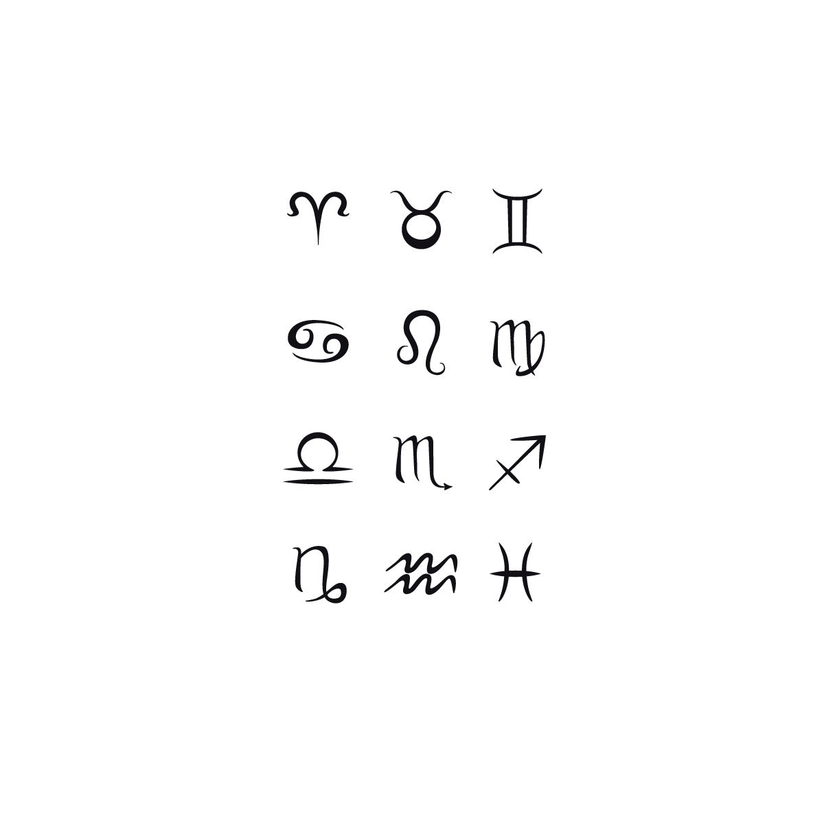 Zodiac signs temporary tattoo