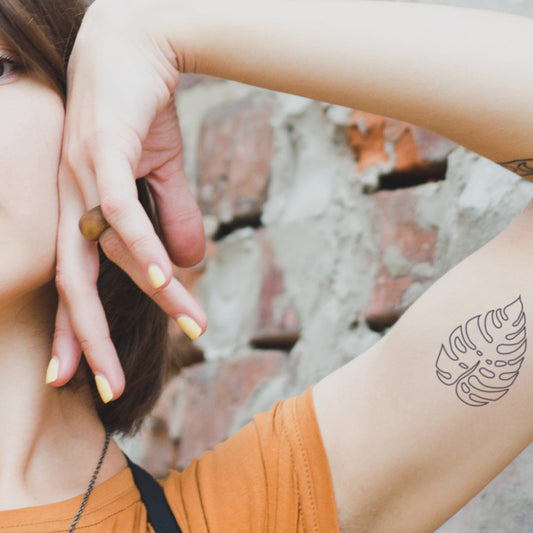 Monstera plant leaf temporary tattoo