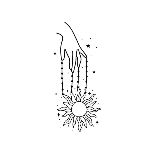 Playing with sunshine hands temporary tattoo